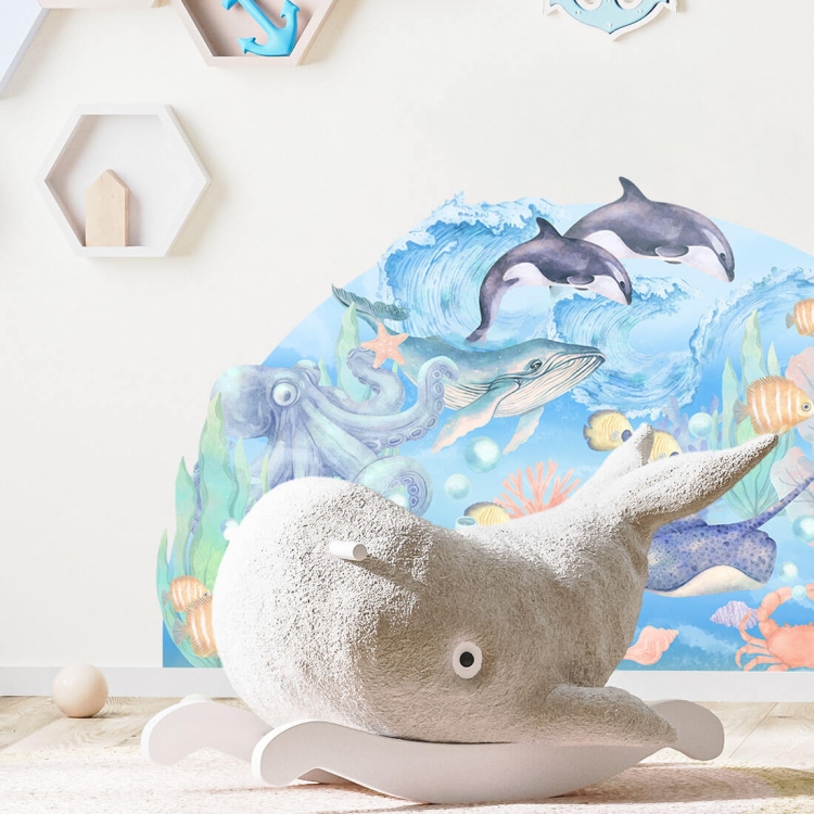 naklejka na ścianę dla dziecka podwodny świat ocean i ryby