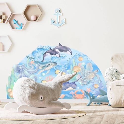 naklejka na ścianę dla dziecka podwodny świat ocean i ryby