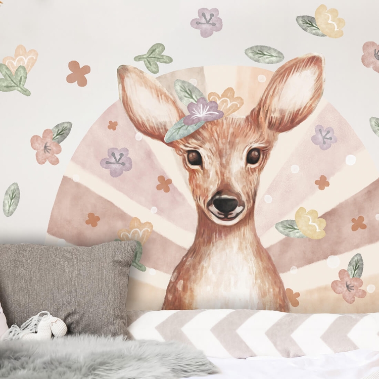 naklejka na ścianę sarna boho dla dziewczynki