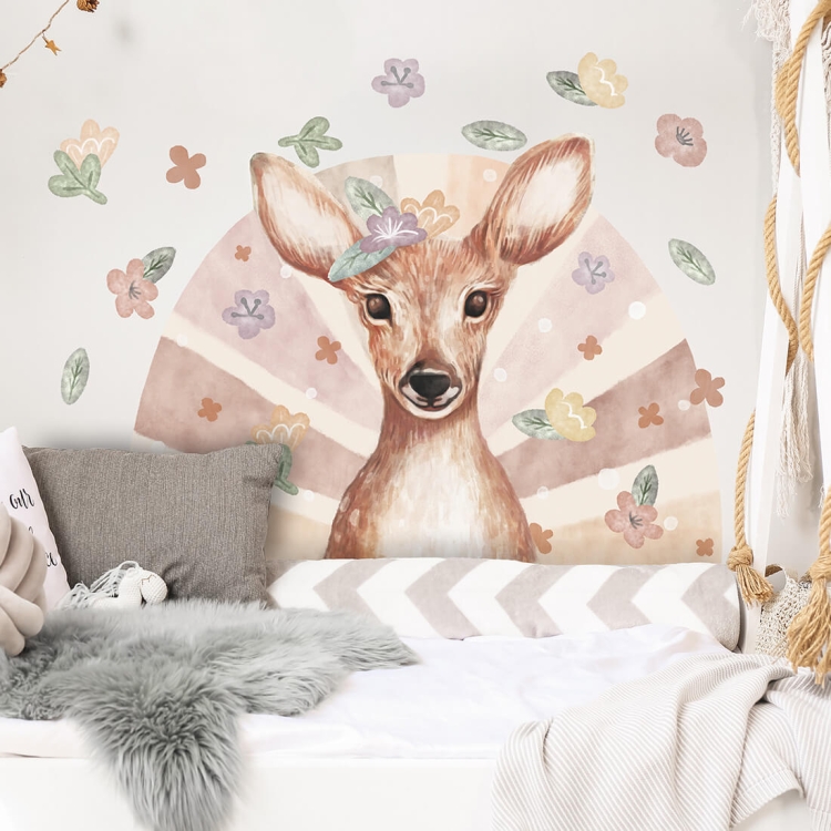 naklejka na ścianę sarna boho dla dziewczynki