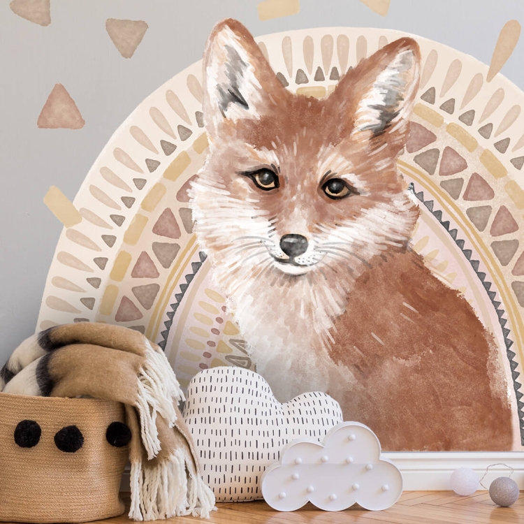 naklejka na ścianę beżowa lis boho