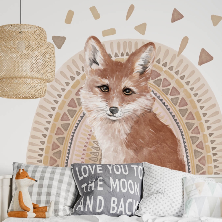 naklejka na ścianę beżowa lis boho