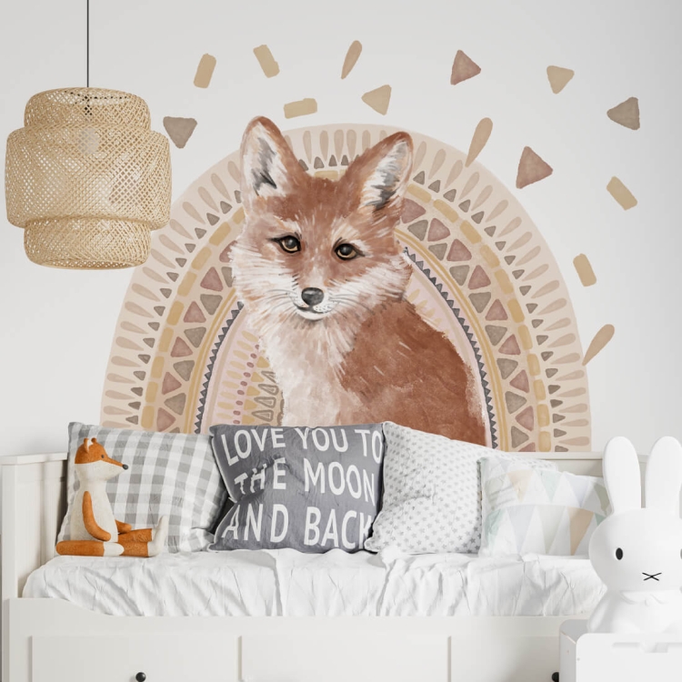 naklejka na ścianę beżowa lis boho