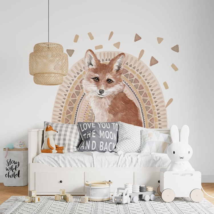 naklejka na ścianę beżowa lis boho