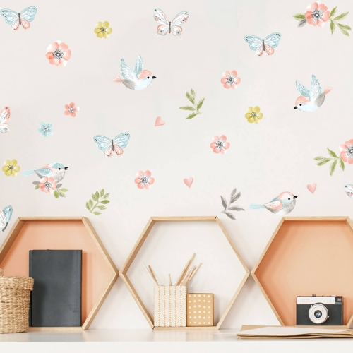 naklejka do pokoju dziewczynki ptaszki beżowe boho