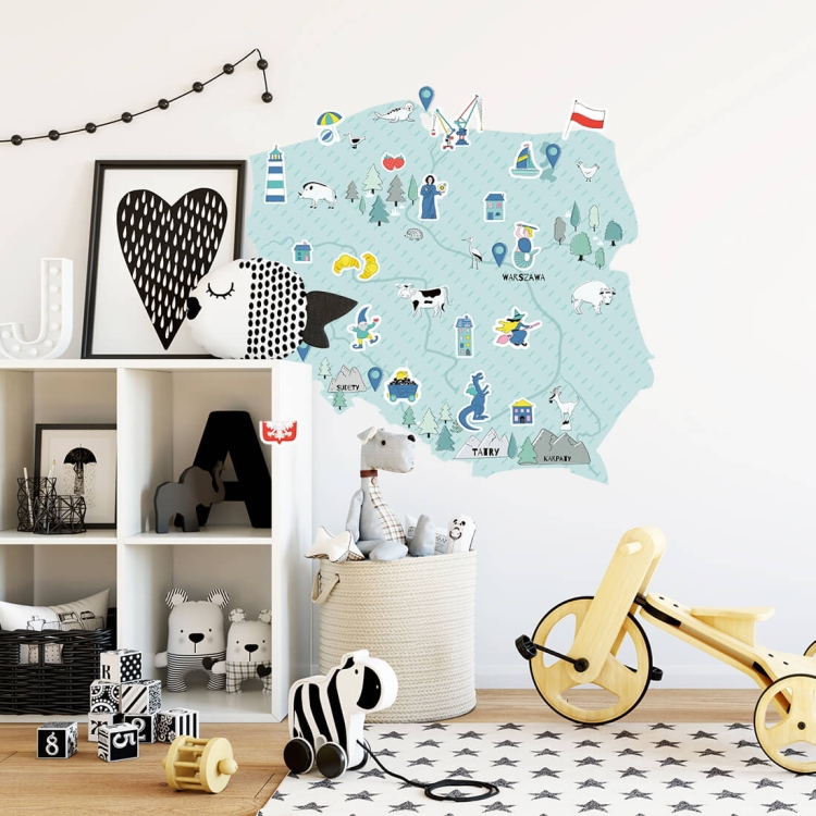 naklejka na ścianę mapa Polski miętowa