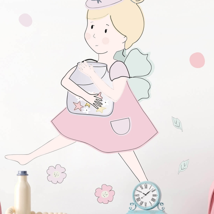 naklejka na ścianę dla dziewczynki różowa wróżka