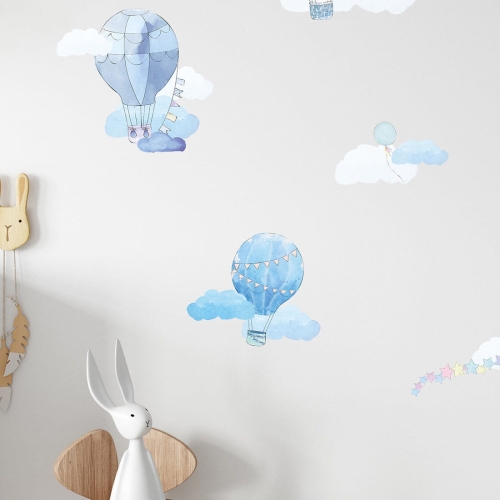 naklejka na ścianę do pokoju dziecka balony w stylu retro błękitne