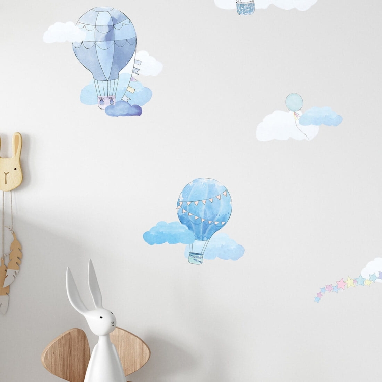 naklejka na ścianę do pokoju dziecka balony w stylu retro błękitne