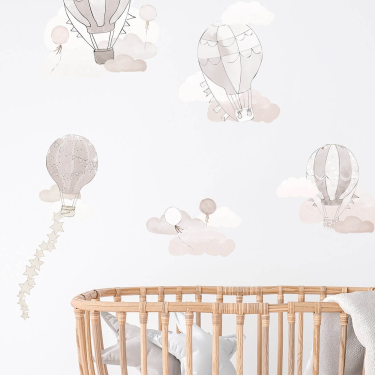 naklejka na ścianę balony beżowe boho dla dziewczynki i chłopca