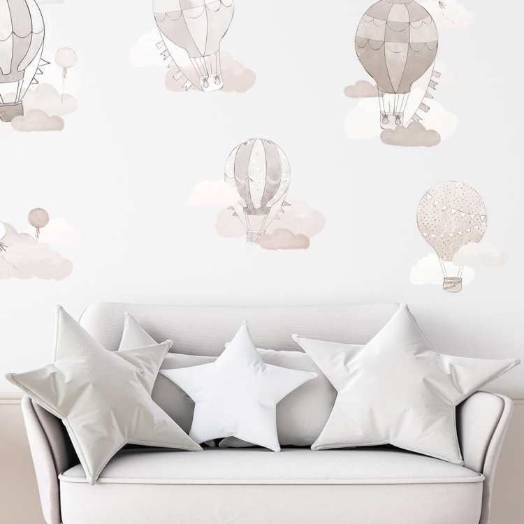 naklejka na ścianę balony beżowe boho dla dziewczynki i chłopca