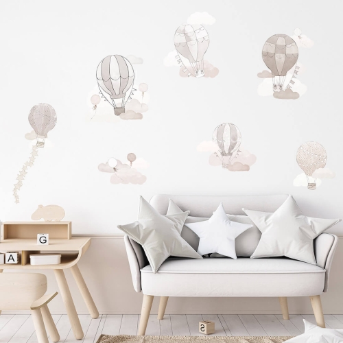 naklejka na ścianę balony beżowe boho dla dziewczynki i chłopca