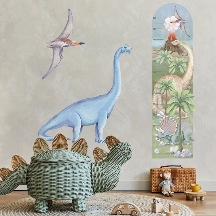 naklejka na ścianę miarka wzrostu dinozaury