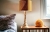 lampa drewniana lniana musztardowa w stylu vintage