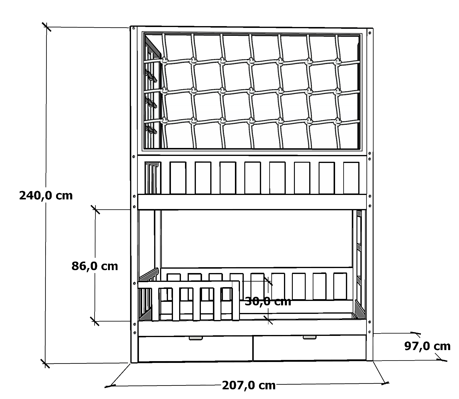 Łóżko piętrowe Sky Mission – Materac 90 × 200 cm