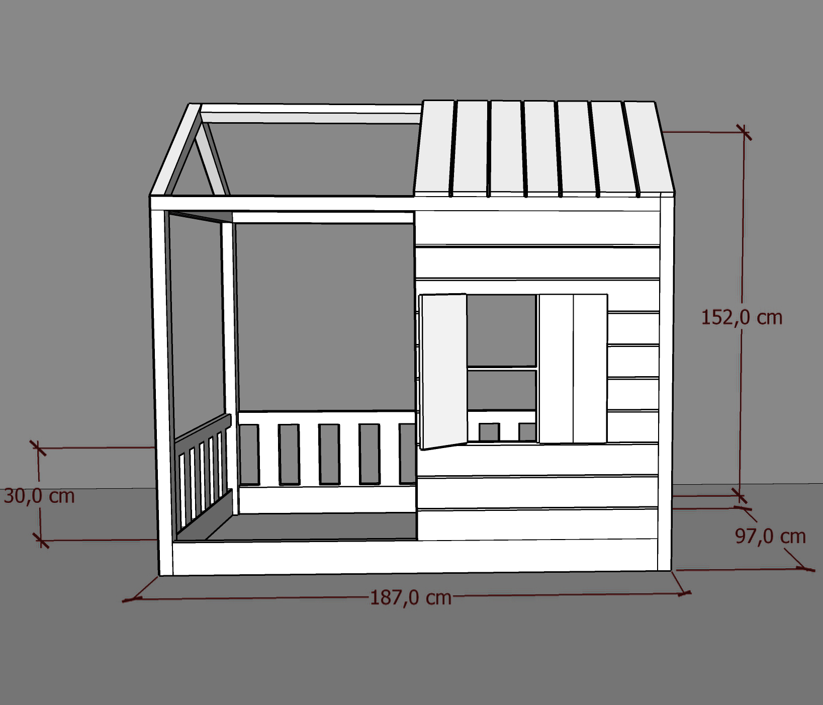 Łóżko domek z dachem i oknem Dream Cottage – Materac 90 × 180 cm